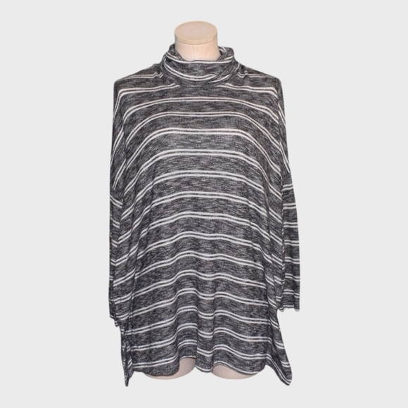 Anthropologie Sweaters - Postmark Anthropologie Mika Black White Striped Oversized Turtleneck Top